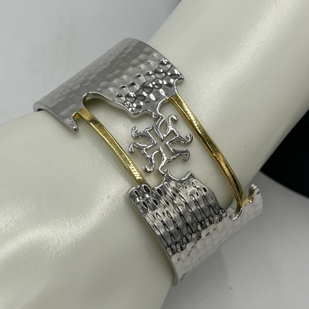 Rustic Cuff RC Logo Cutout‎ Textured Silver Smooth Gold Bangle Open Cuff